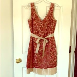 The Limited red lace with gold underlay dress